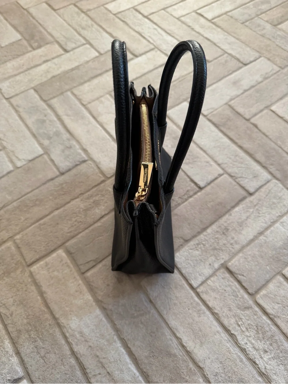 Michael Kors Black Mini Leather Satchel Handbag Gold Hardware
